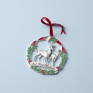 ✨BNWT - Lenox 2022 Our First Christmas Metal Deer Ornament✨